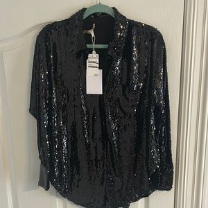 WAYF Sequin Black Top
